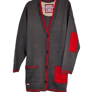 New Disney Marvel Men Long GREY RED cardigan